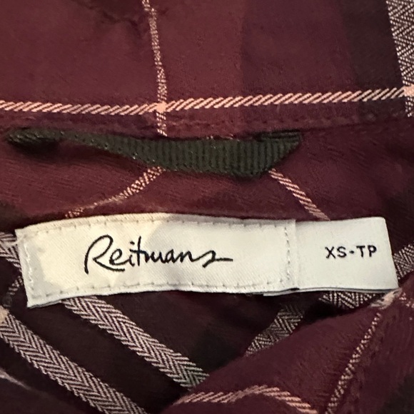 🌸Reitmans Burgundy Plaid Button Down Shirt - Picture 2 of 5